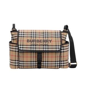 Burberry Tan and Black Check Messenger Bag
